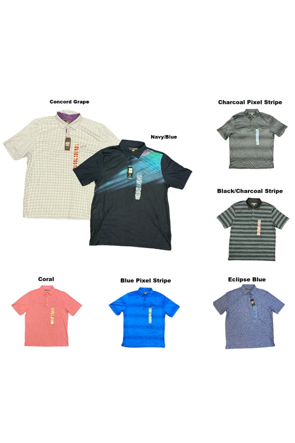 Men's Lightweight UPF 30 Play Dry Golf Performance Polo Shirt (Navy/Blue, M)