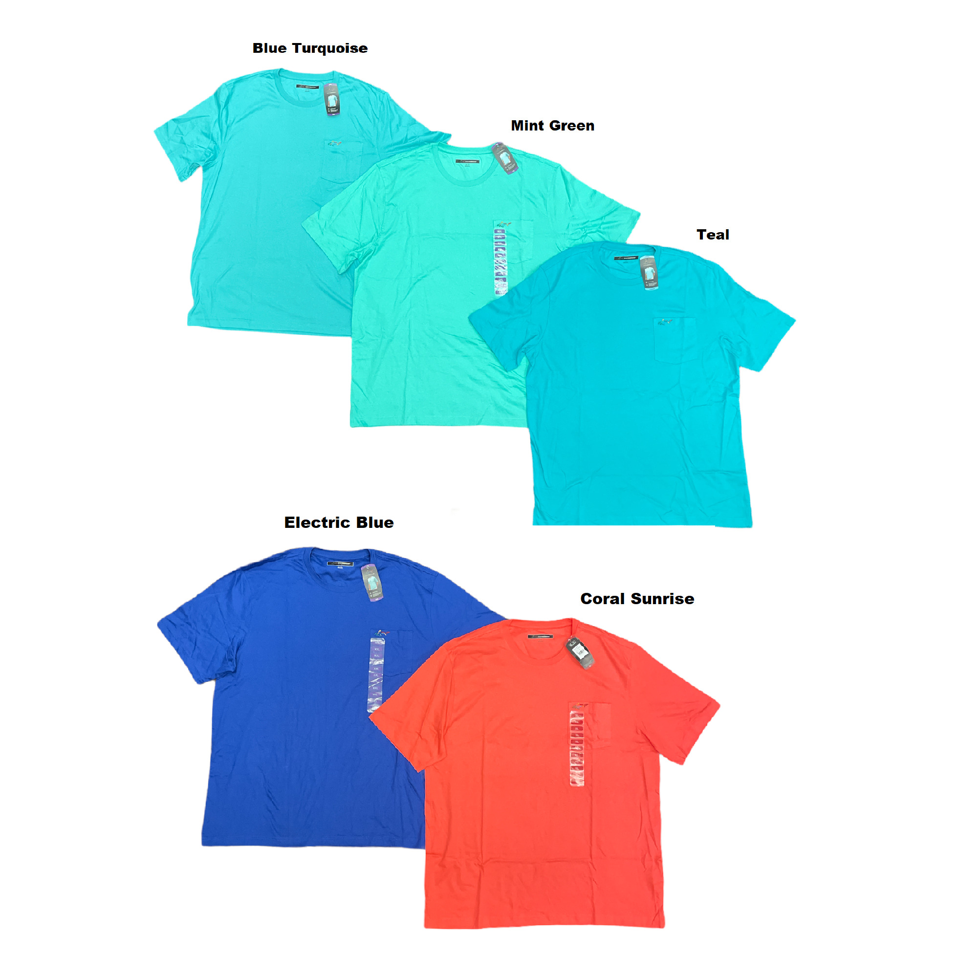 Greg Norman Men s Luxury Cotton Shark Crew Short Sleeve Chest Pocket T Shirt Mint Green XXL Walmart