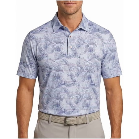 Greg Norman Men's Performance Golf Polo Shirt, Moisture Wicking PlayDry, Lightweight Breathable Short Sleeve (Medium, White)