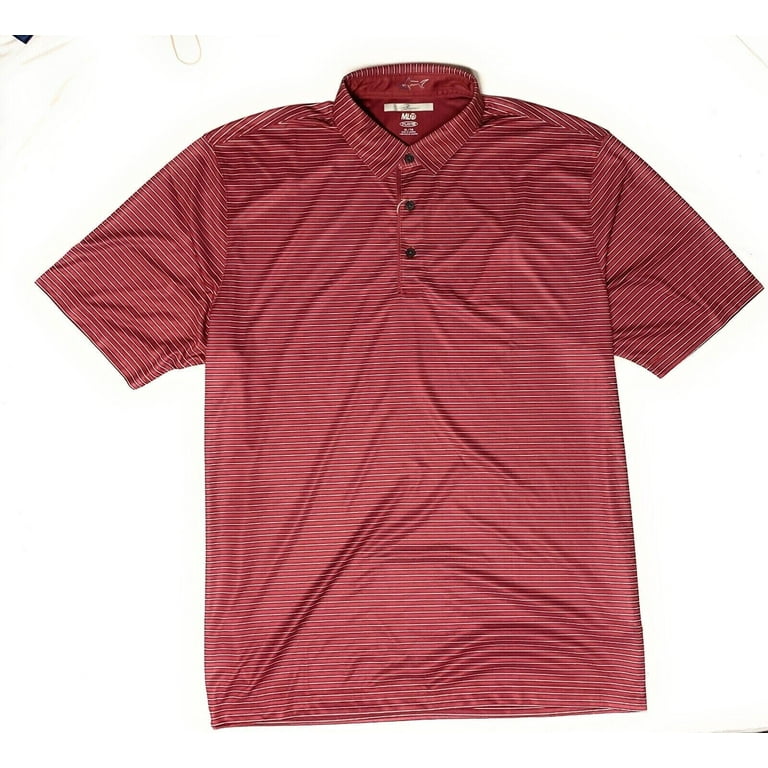 Greg Norman Men's Performance Golf Polo Shirt (Red Stripes, L