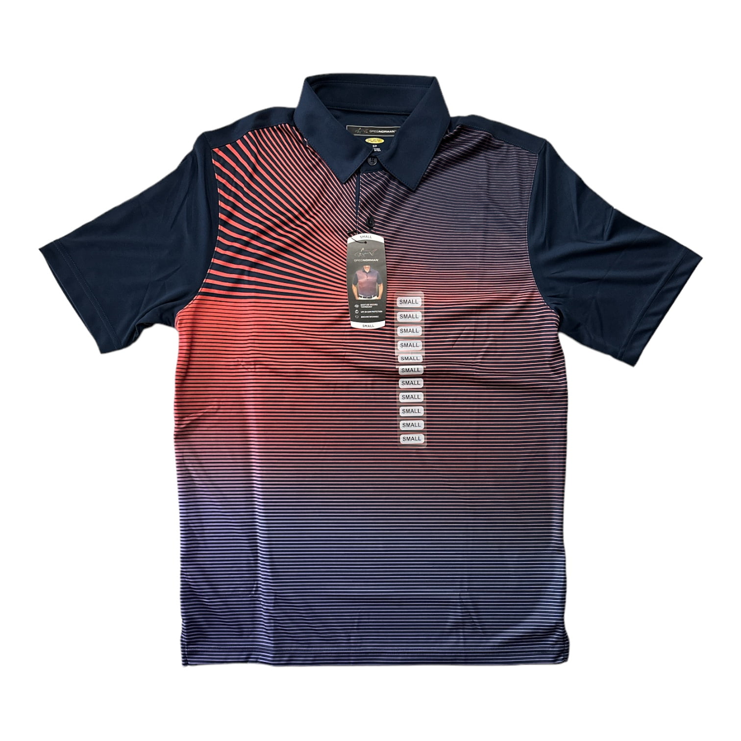 Greg Norman Men's Play Dry Moisture Wicking UPF 30+ Short Sleeve Polo Shirt  (Dubarry Stripe, S) 