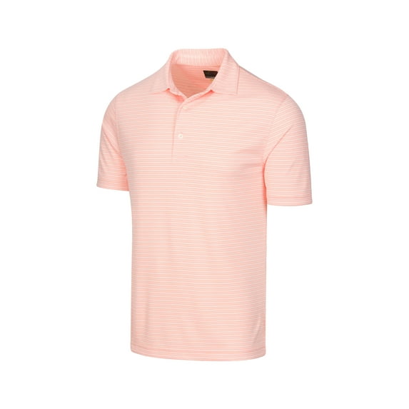 Greg Norman Men's Protek Oxford Micro Stripe Polo Golf Shirt, X-Large Peach -