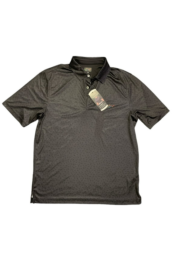 Men's Short Sleeve Moisture Wicking Performance Polo (Black, L)