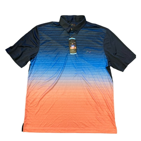 Greg Norman Men's Short Sleeve Moisture Wicking Performance Polo (Robin Blue/Georgia Peach, XL)