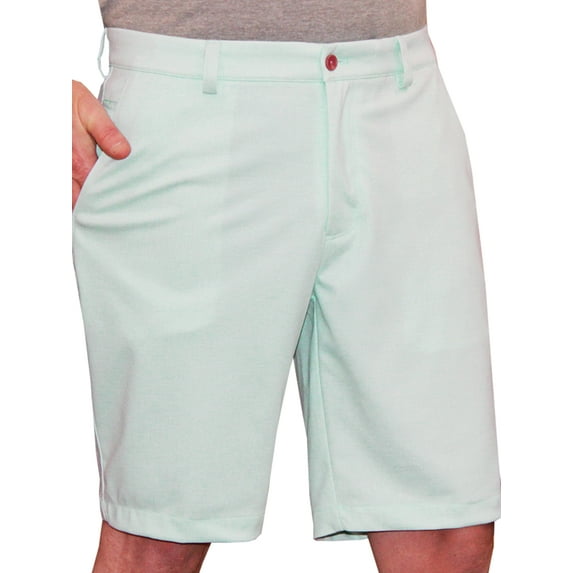 Greg Norman Men's Solid Bay Knit Stretch Golf Shorts, 40" Tropical Wave Heather -