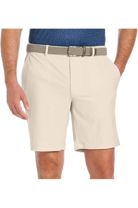 Men’s Stretch Flat Front Lightweight Short - 4-Way Stretch Fabric (Tan,36)