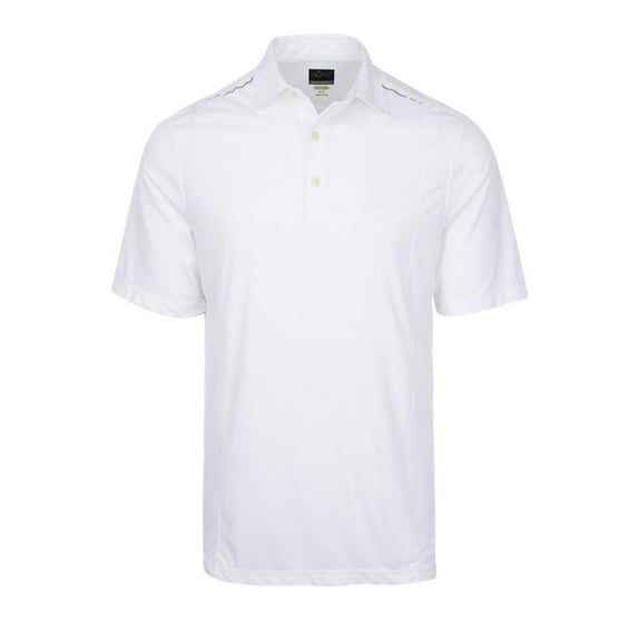 Greg Norman Men's Weather Knit Polo Golf Shirt, Large White -