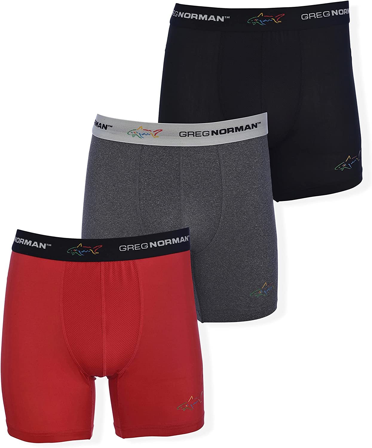 Greg Norman Mens Boxer Briefs Performance 3Pack Tagless Spandex Golf