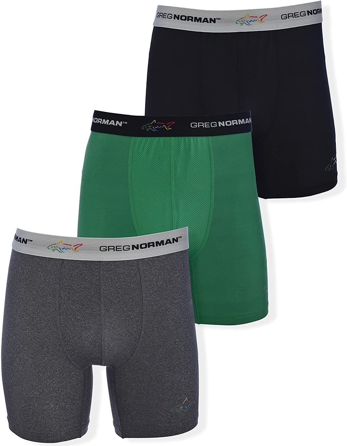 Greg Norman Mens Boxer Briefs Performance 3Pack Tagless Spandex Golf