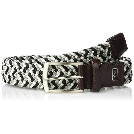 Greg Norman Mens Braided Multi Colored Stretch Golf Belt (42", (006) BLK/WHT/GREY)