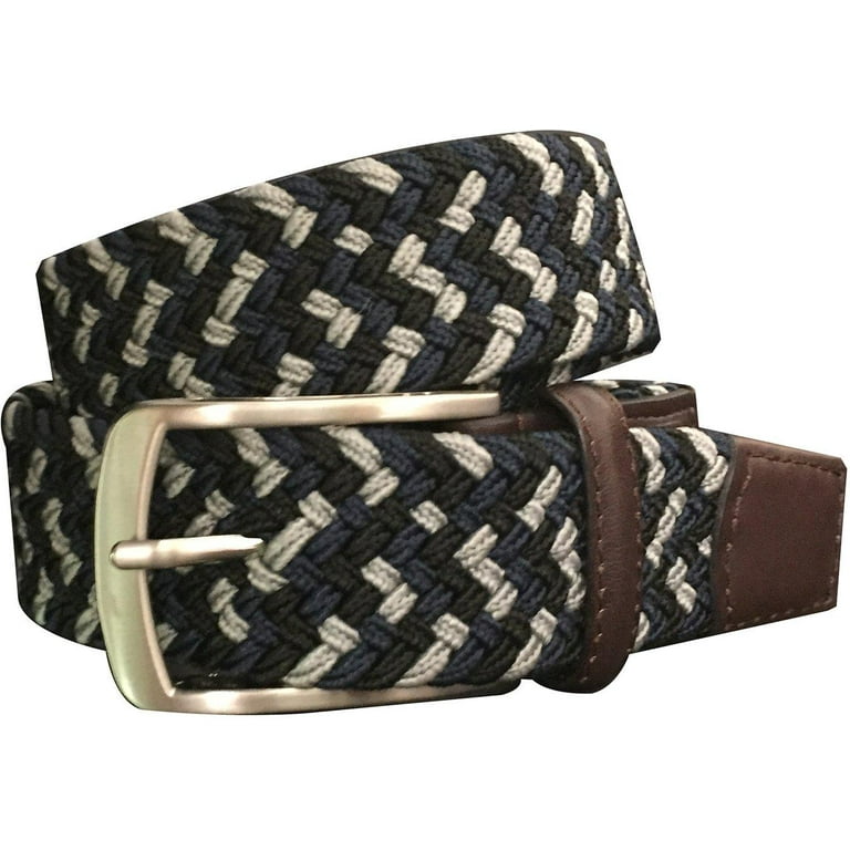 Greg Norman Mens Braided Multi Colored Stretch Golf Belt (42, (036) GRY/ NAVY/BLK) 