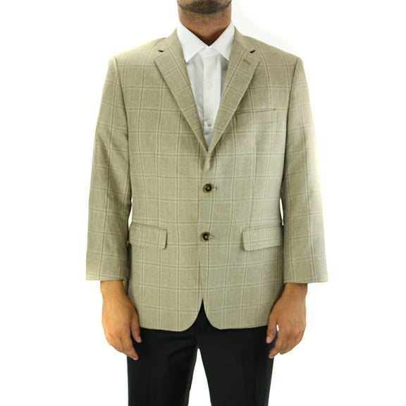 Greg Norman Mens For Tasso Elba Mens Beige Plaid Blazer 40S