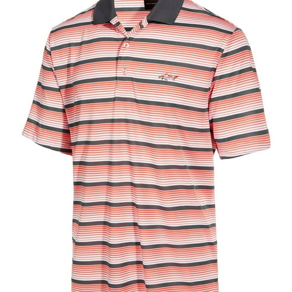 Greg Norman Mens Multi Striped Performance Polo Shirt, Orange, Small