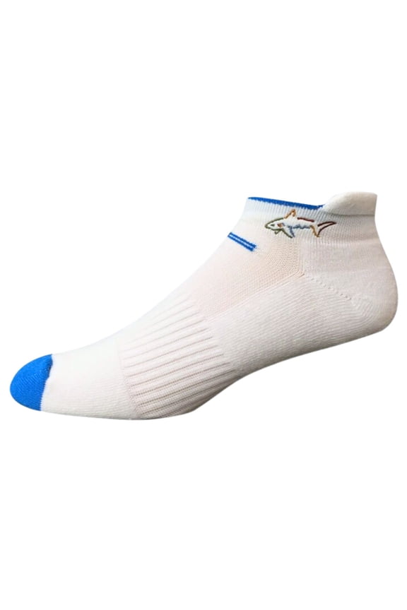 Mens Performance Cushioned Golf Socks, 2 Pack (White/Blue)