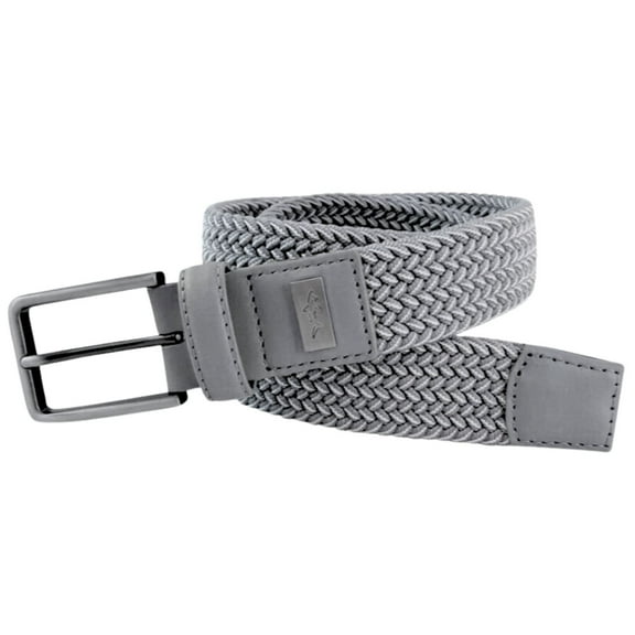 Greg Norman Mens Two Tone Braided Stretch Golf Belt (Grey/White, 38)