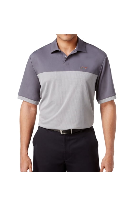 Mens Two Tone Embossed Polo Shirt, Grey, Small