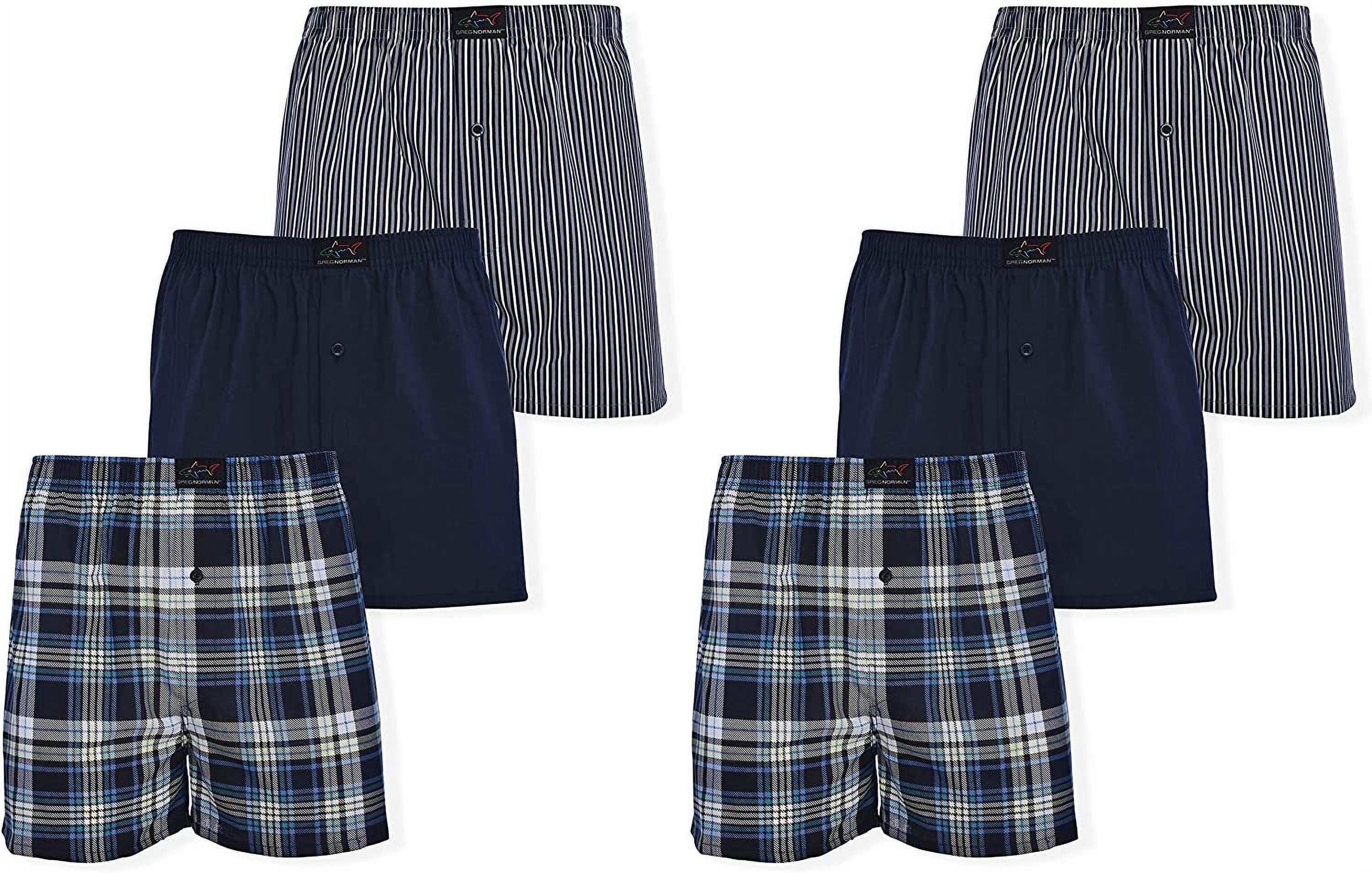 Greg Norman Mens Woven Boxers - Button Fly Lightweight Classic Fit ...