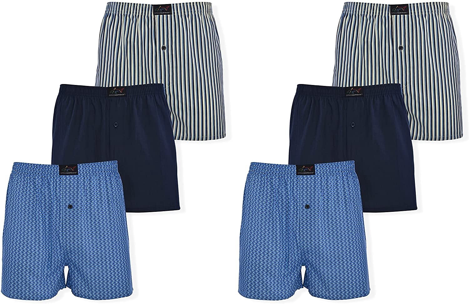 Greg Norman Mens Woven Boxers - Button Fly Lightweight Classic Fit ...