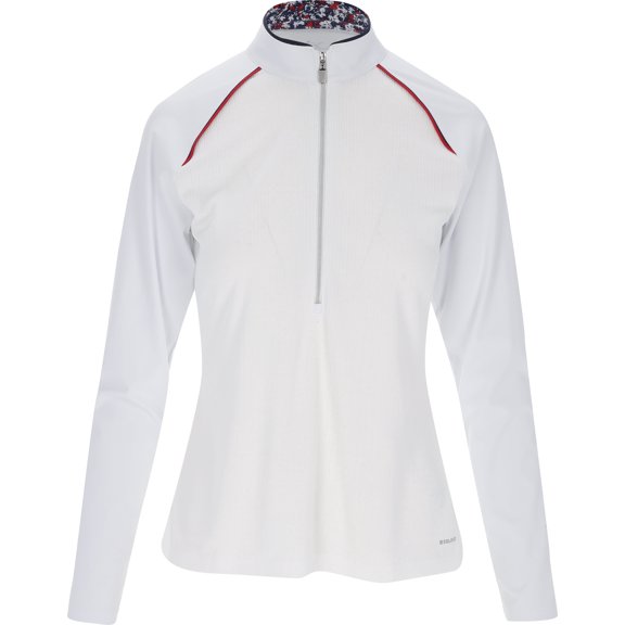 Greg Norman Patriot Half Zip Mock Collar White Outerwear Women L