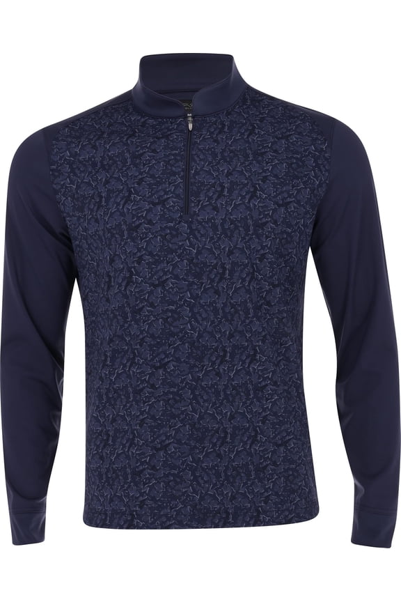 Greg Norman Shiver Shark Print Warp-Knit 1/4 Zip Navy Outerwear Men XXL
