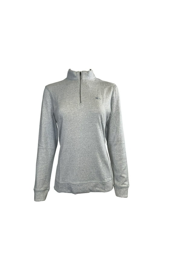 Women's Grey T-Shirt Bghe Heathered 1/4 Zip Mock L/S