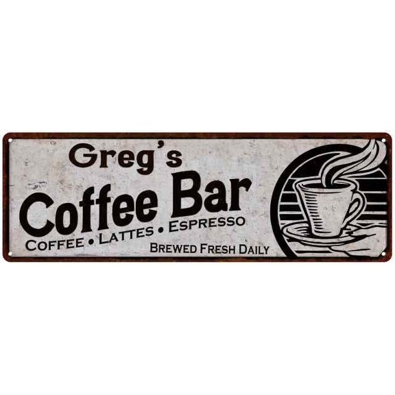 Greg's Coffee Bar Sign Kitchen Decor 8x24 108240007379