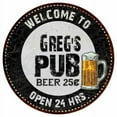 thumbnail image 1 of Greg's Pub 12" Round Metal Sign Beer Bar Black Wall Décor Gift 200120039063, 1 of 1