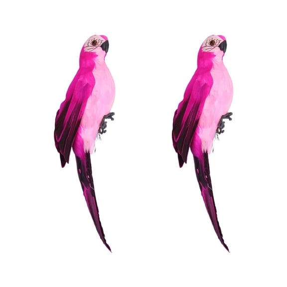 Gregiular 2pcs Artificial Parrot Feather Birds Gardening Props Crafts Ornament Bird Adornment Parrot Model Toy (Rosy)