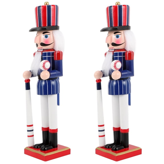 Gregiular 2pcs Nutcracker Soldier Decor Sports Style Nutcracker Figure Wooden Nutcracker Soldier with Baseball