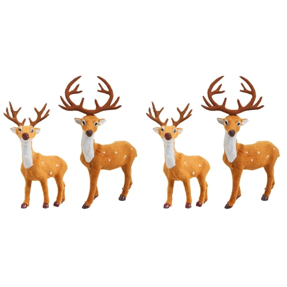 Gregiular 4-Piece Plush Reindeer Set Christmas Decor and Kids Toy Realistic Simulation Deer Figures