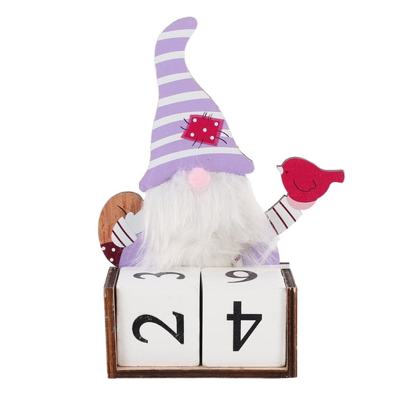 Gregiular Christmas Countdown Wooden Blocks - Cute Santa, Gnome, Design (Purple)
