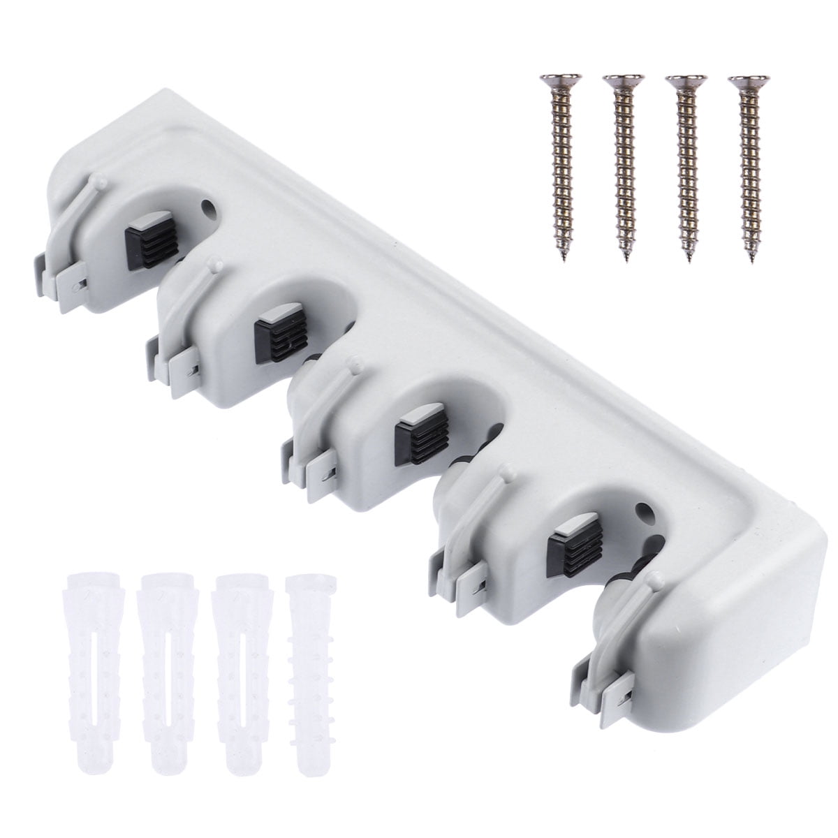 Gregiular Wall Mounted Mop Holder Broom Gripper Storage Rack Grey (5