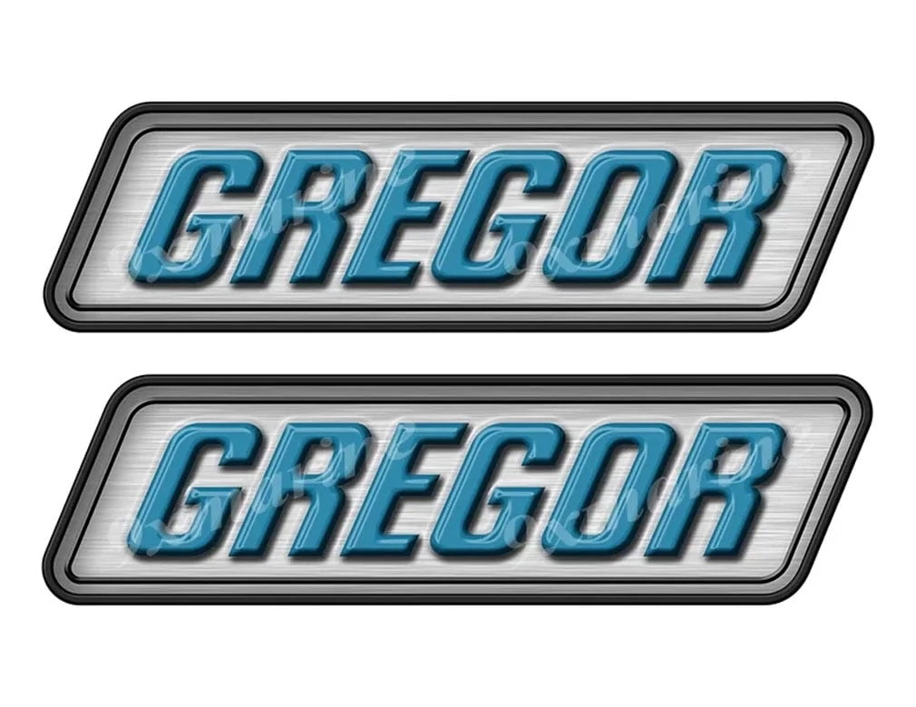 Gregor boat Stickers "3D Vinyl Replica" of originals - 10" long