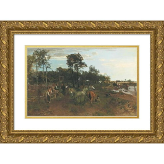 Gregor von Bochmann 14x11 Gold Ornate Wood Frame and Double Matted Museum Art Print Titled - Estonian Scene