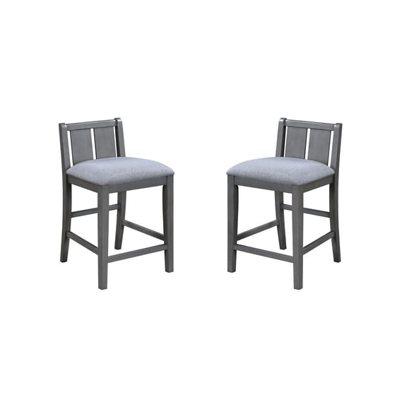 Gregorio Set Of 2 Gray Finish Upholstered Seat 20"W Counter Height Chair