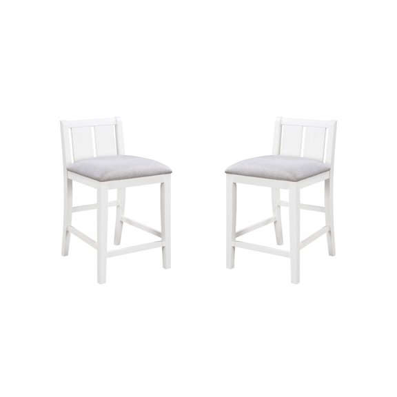 Gregorio Set Of 2 White Finish Upholstered Seat 20"W Counter Height Chair