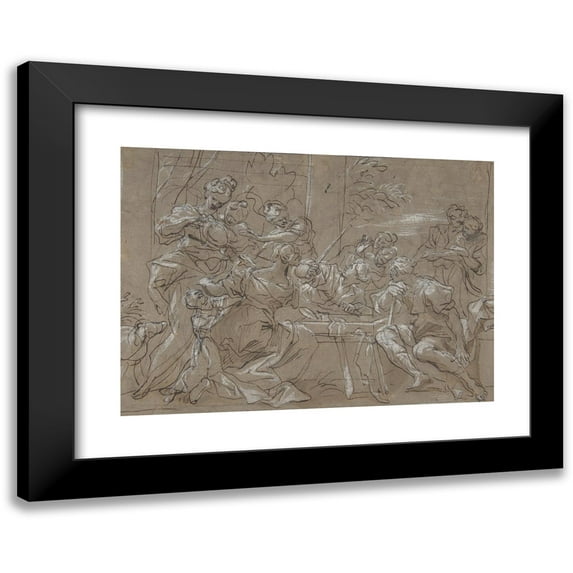 Gregorio de' Ferrari 14x11 Black Modern Framed Museum Art Print Titled - Achilles and the Daughters of Lycomedes (1647-1726)
