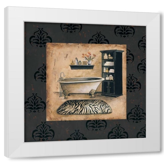 Gregory Gorham 12x12 White Modern Wood Framed Wall Art Titled - Bath Time II