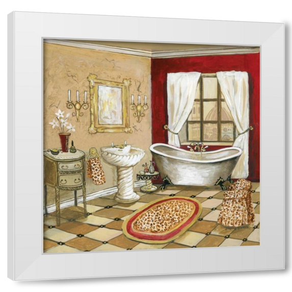 Gregory Gorham 15x15 White Modern Wood Framed Wall Art Titled - Leopard Florentine Bath