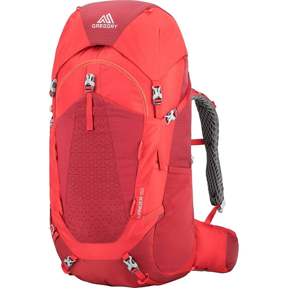 Gregory Mountain Wander 50 Liter Kid's Overnight Hiking Backpack, Fiery Red
