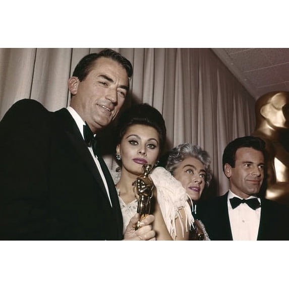 Gregory Peck 1963 Academy Awards with Sophia Loren Joan Crawford ...