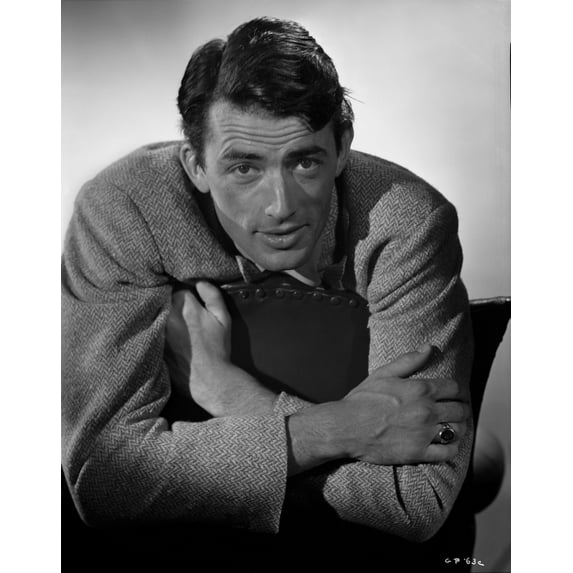 Gregory Peck Leaning on Chair in Formal Outfit Photo Print (8 x 10)