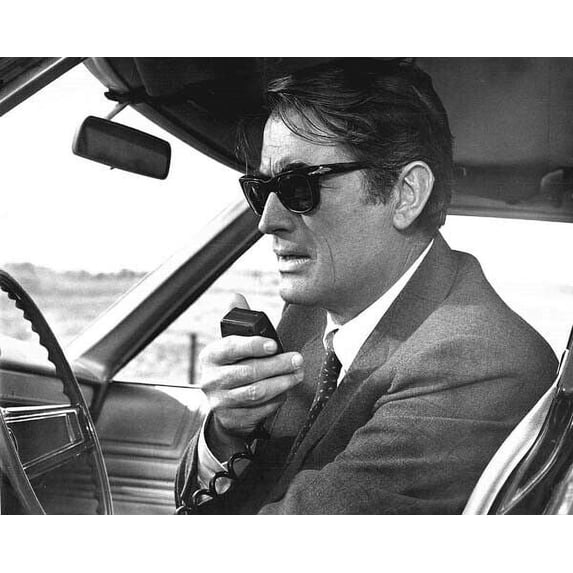 Gregory Peck in suit and sunglasses with car radio 1969 Marooned 16x20 poster