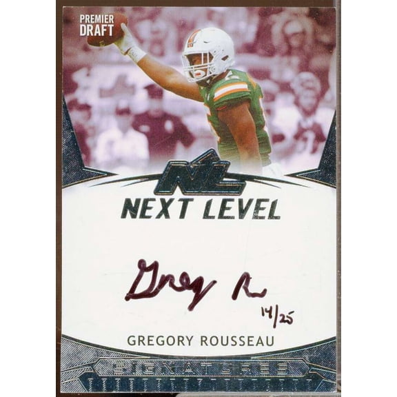 Gregory Rousseau Rookie Card 2021 SAGE HIT Next Level Autographs Silver #21NLGR