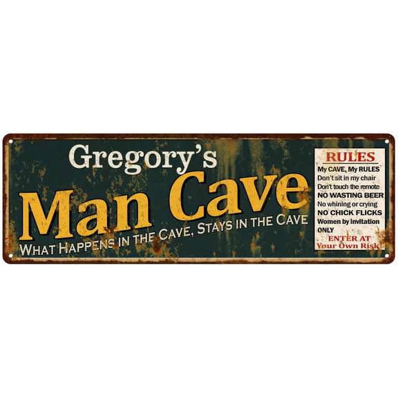 Gregory's Man Cave Rules Green Sign Decor Gift 6x18 106180005408