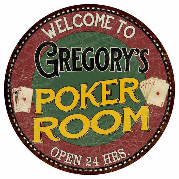 Gregory's Poker Room 14" Round Metal Sign Kitchen Bar Wall Decor 100140034408
