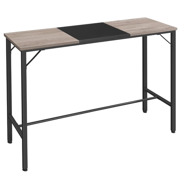Greige + Black Bar Table, 47.1 Inch Rectangular Pub Table, Counter Height, Sturdy Metal Frame, Easy Assembly