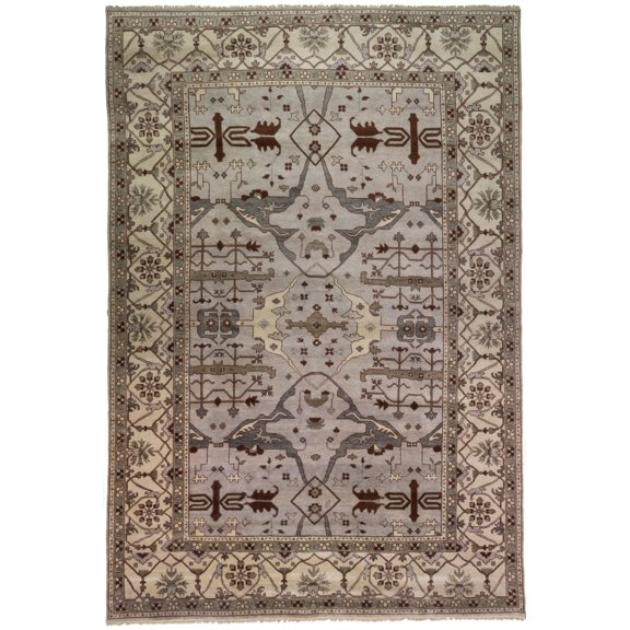 Greige Floral 12X18 Oushak Oriental Rug