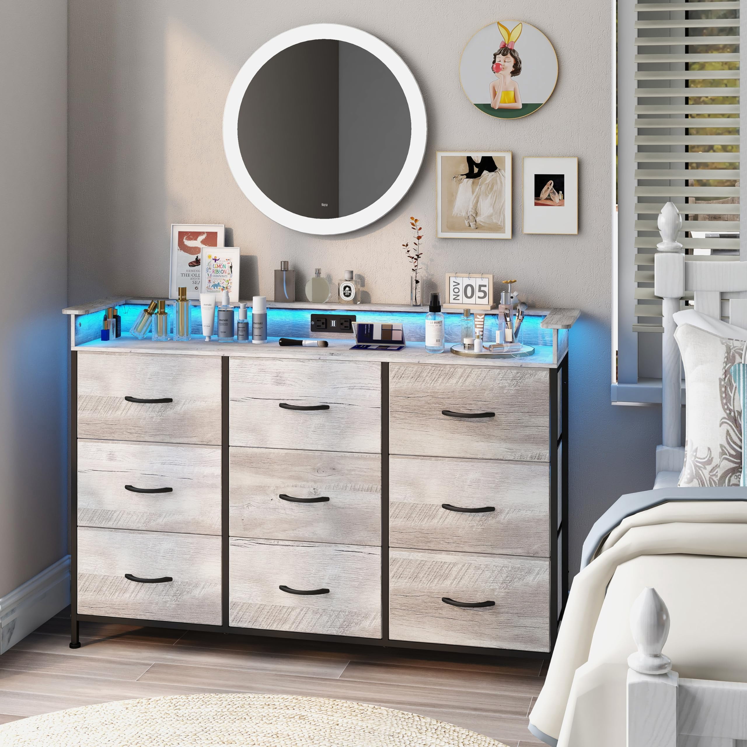 grey dresser with mirror walmart Gray Dressers for Bedroom Storage RCT-Elissa-202405