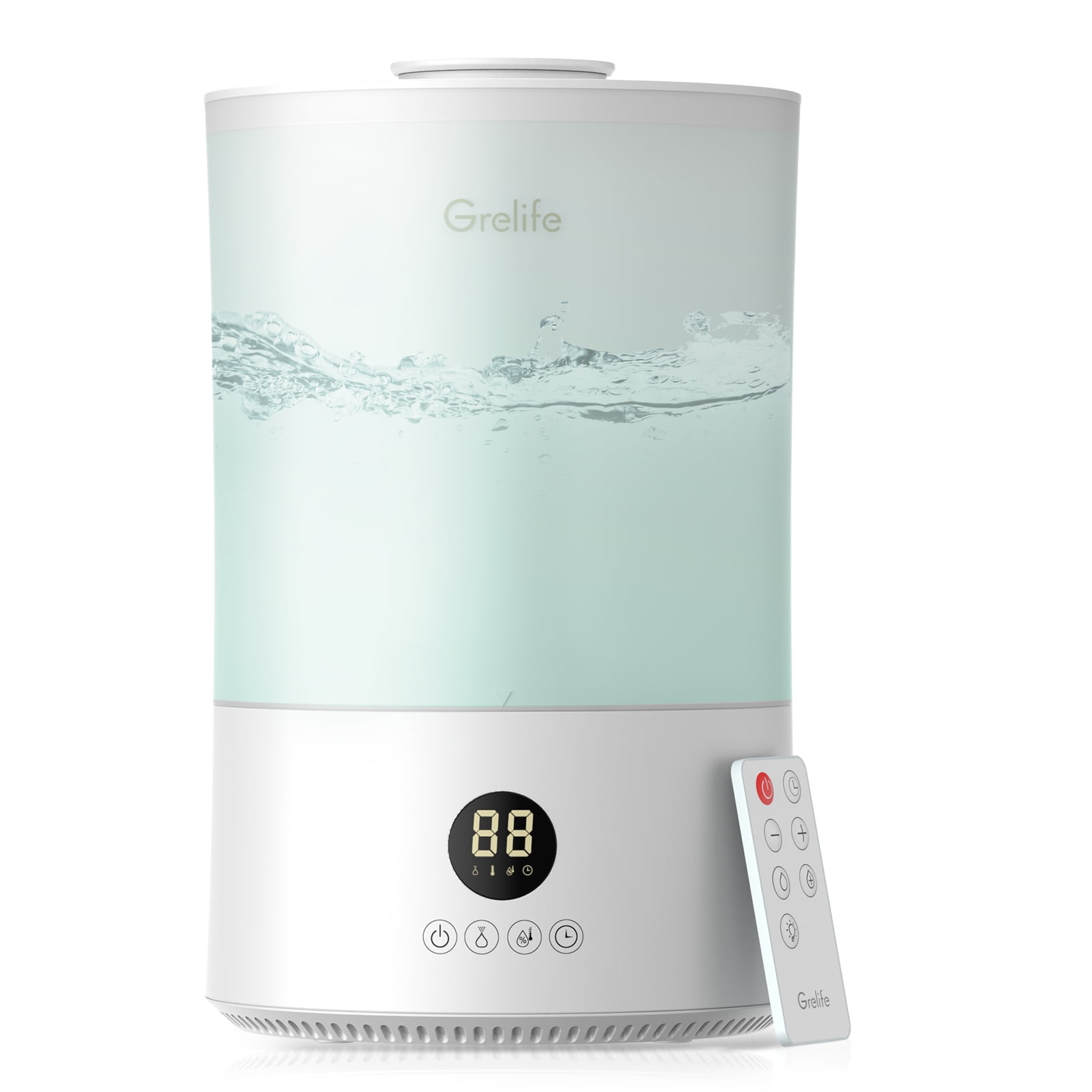 Grelife 4L LED Display Humidifier, Quiet Ultrasonic Top Fill Diffuser